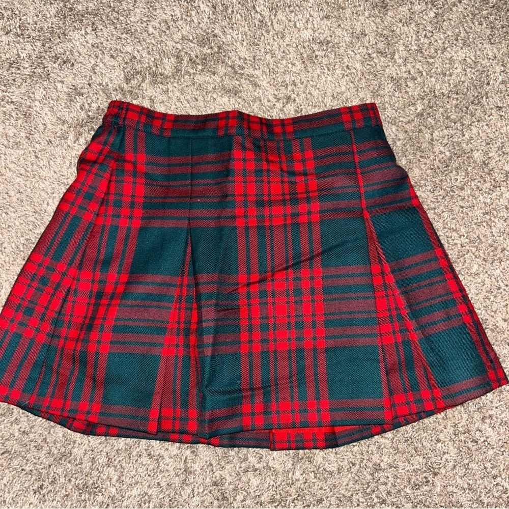 Classic Prep Red and Green Plaid Skirt